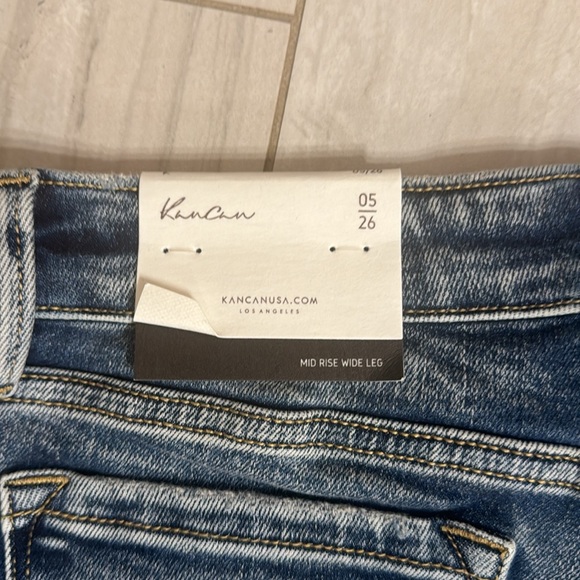 New KanCan Dark Wash Mid Rise Wide Leg Jeans size 5 / 26.  NWT - Picture 5 of 8